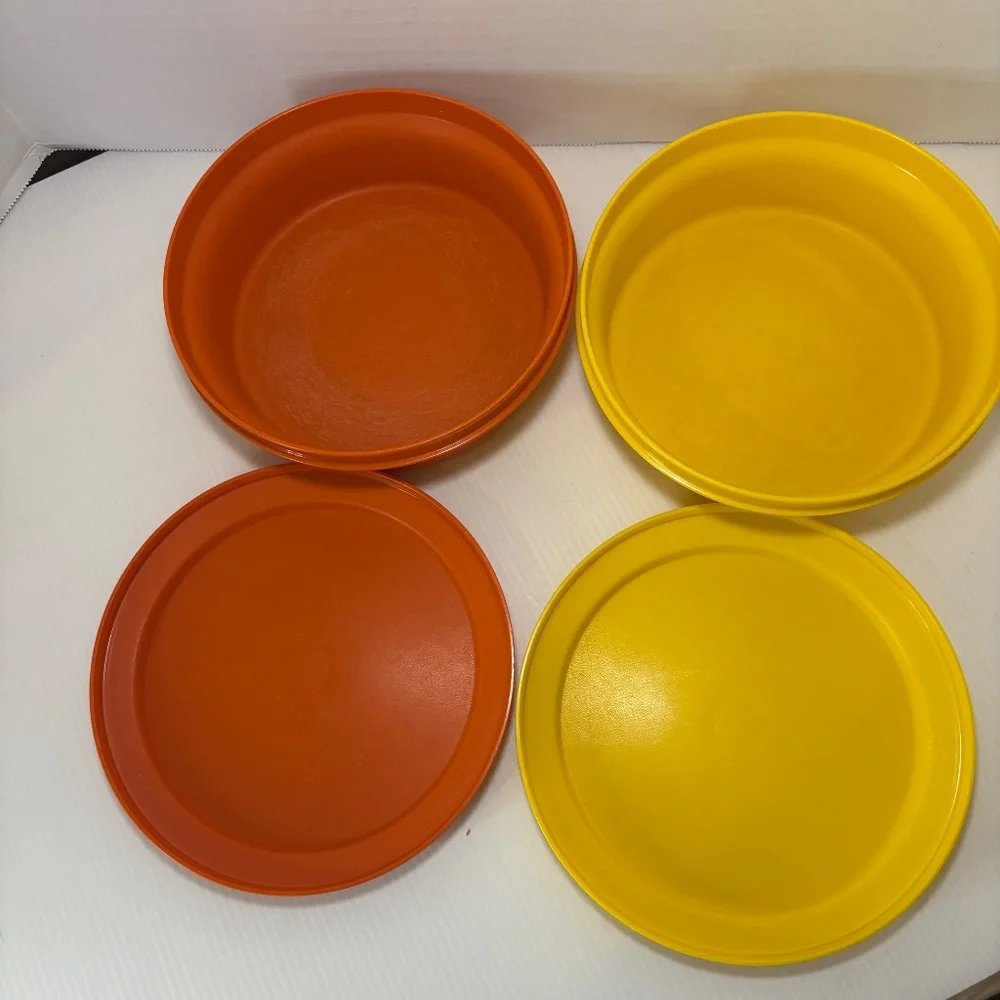 VTG Lot Of 2 Tupperware Harvest Colors Seal N Serve Bowls & Lids #1207 & #1253